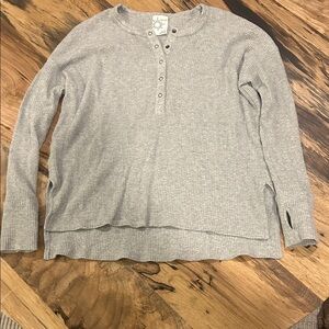 Aerie Light Gray Waffle Knit Henley
